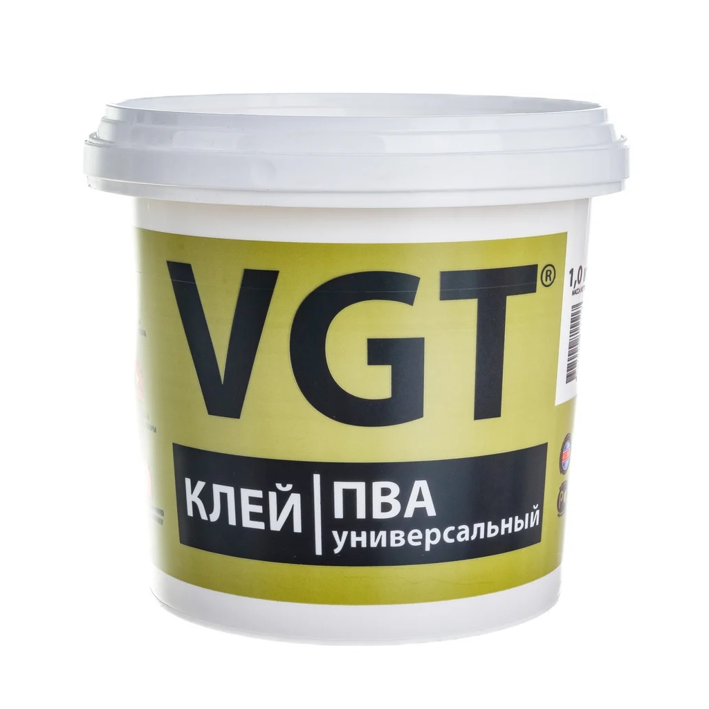 Клей VGT ПВА универсальный, для бумаги, картона, дерева, светло-бежевый, 1 кг