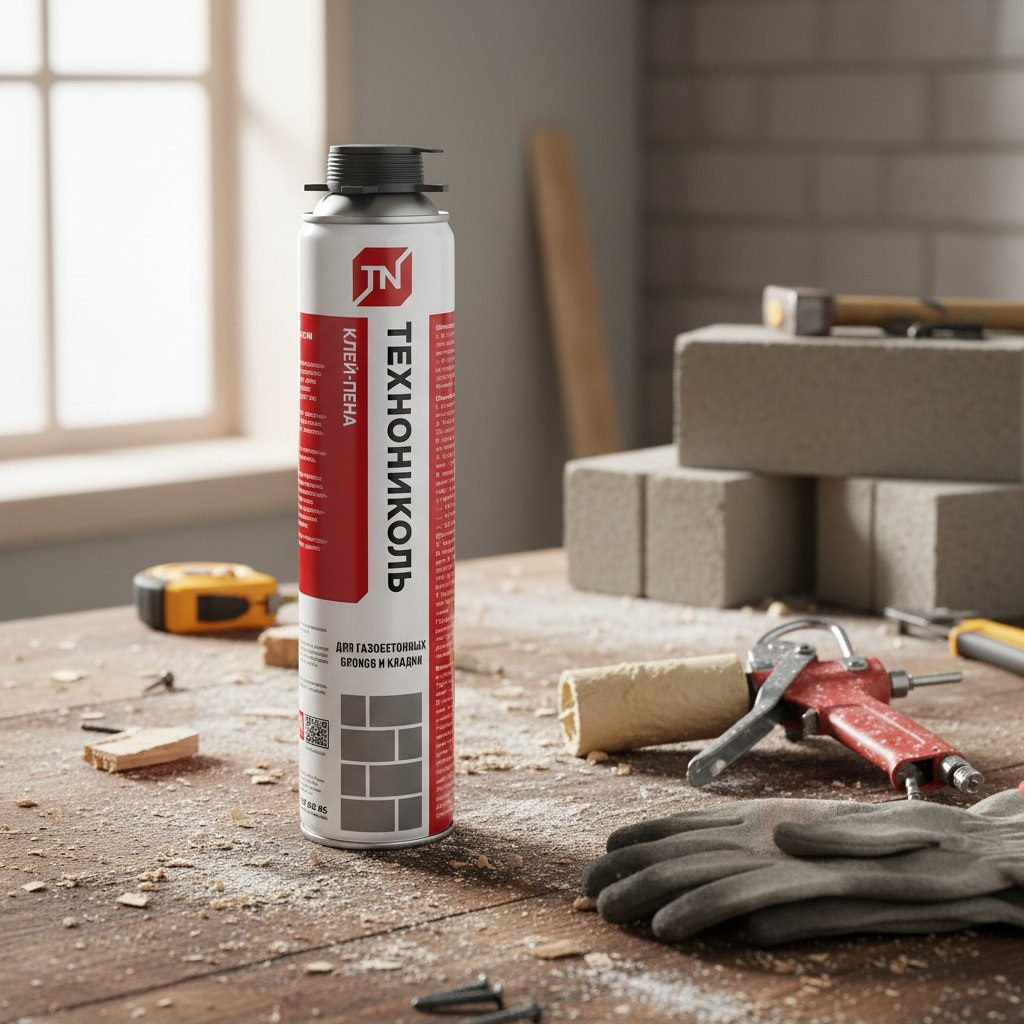 Клей-пена Технониколь для газобетонных блоков и кладки, всесезонная, 0.9 кг