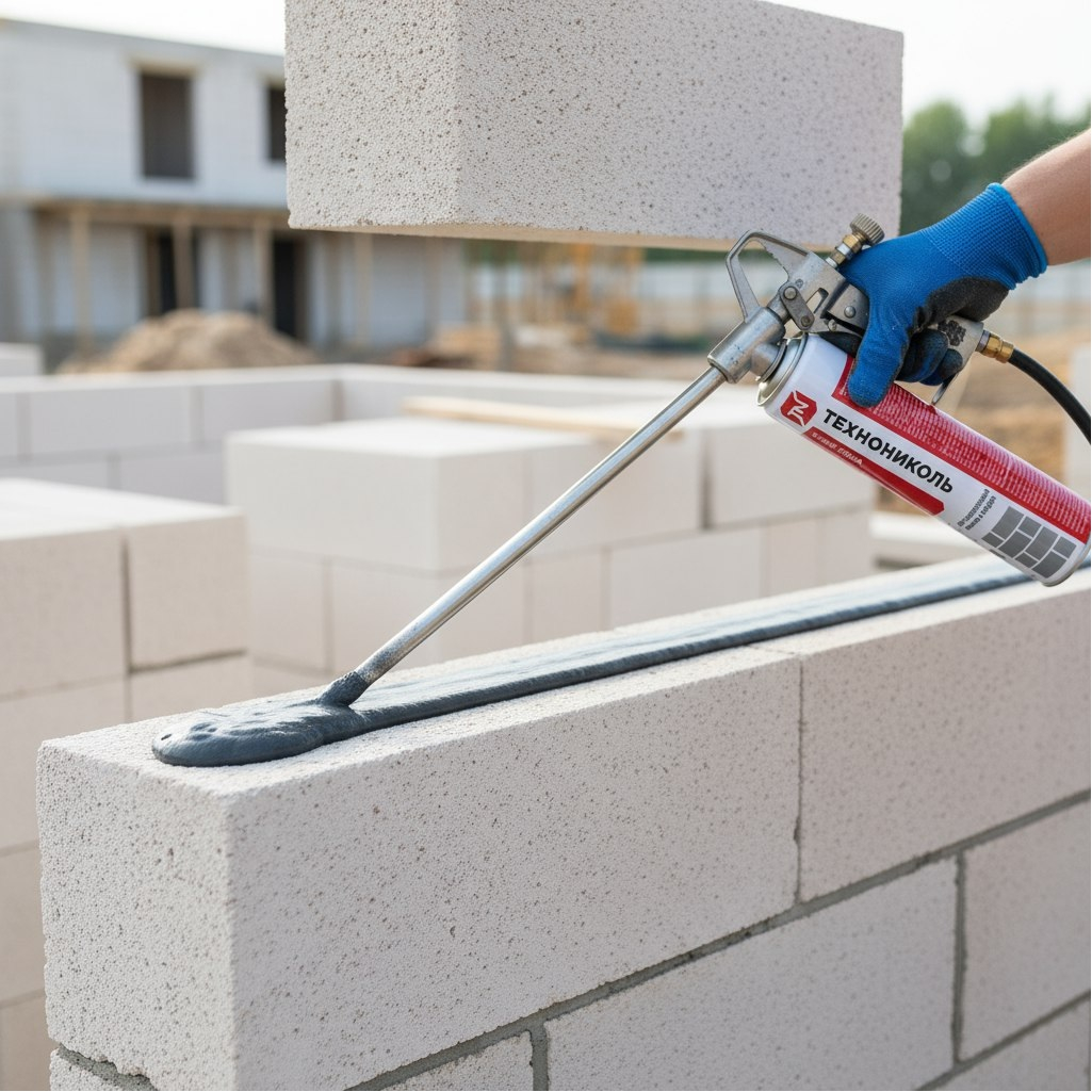 Клей-пена Технониколь для газобетонных блоков и кладки, всесезонная, 1000 мл
