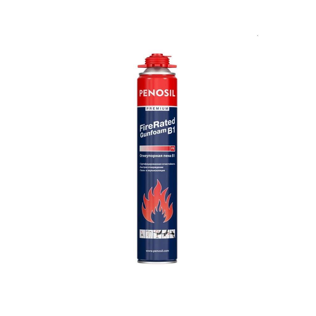 Пена монтажная Penosil Premium Fire Rated Gunfoam B1 A1525Z, огнеупорная, профессиональная, летняя, 750 мл
