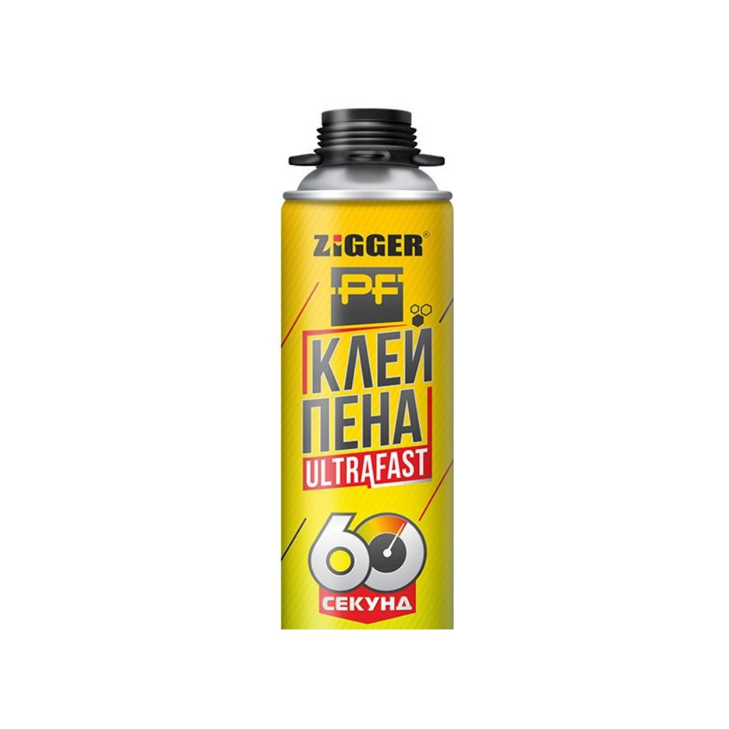 Клей-пена Zigger PF Ultrafast 60 секунд, профессиональная, всесезонная, 750 мл