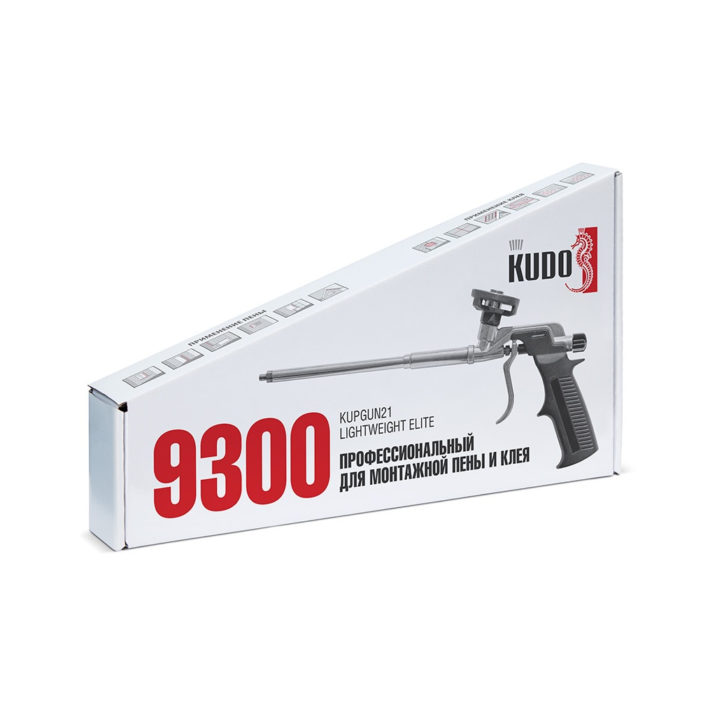 Пистолет для монтажной пены и клея Kudo Lightweight Elite KUPGUN21, профессиональный, металлический корпус