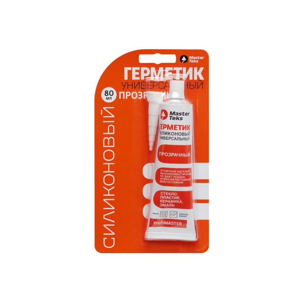Герметик силиконовый MasterTeks Profimaster 279688, универсальный, прозрачный, 80 мл