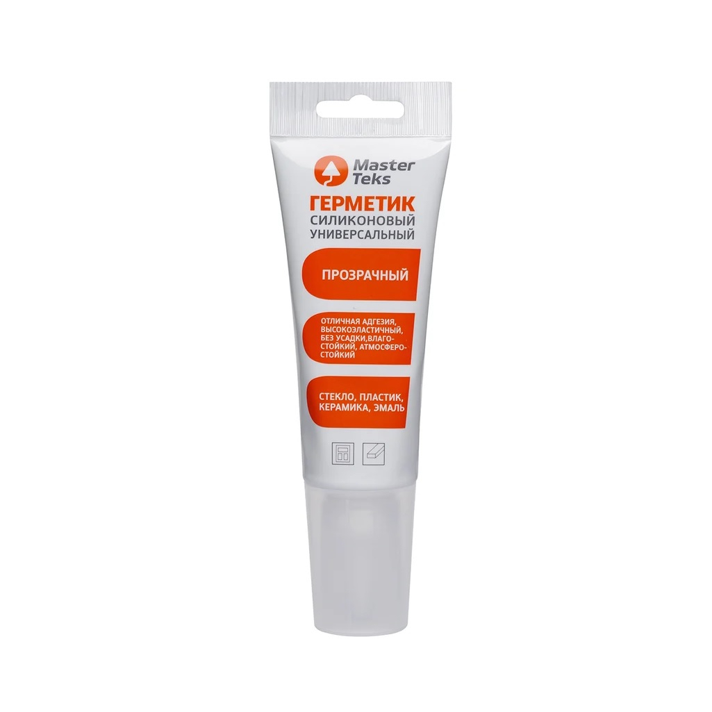 Герметик силиконовый MasterTeks Profimaster 279688, универсальный, прозрачный, 80 мл