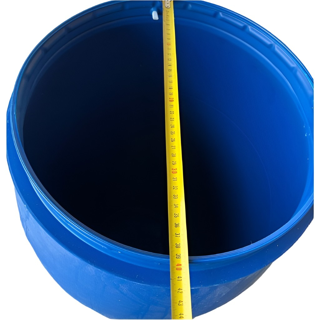 Бочка 170 литров, вымытая, полиэтиленовая, с крышкой на железном обруче, синяя