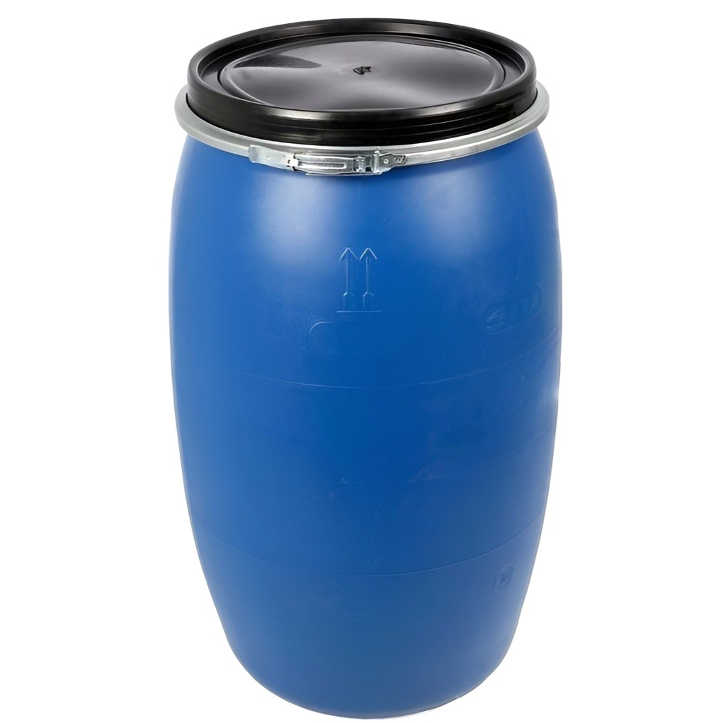 Бочка 127 литров, для воды, полиэтиленовая, с крышкой на железном обруче, синяя