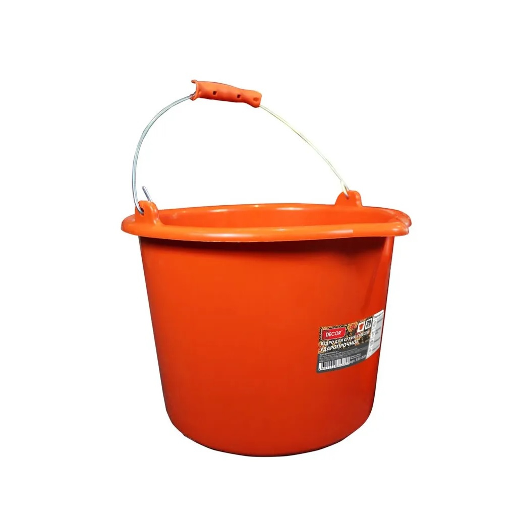 Ведро для красок и смесей Decor серия Profi 533-020, 20 л, ударопрочное, цвет оранжевый