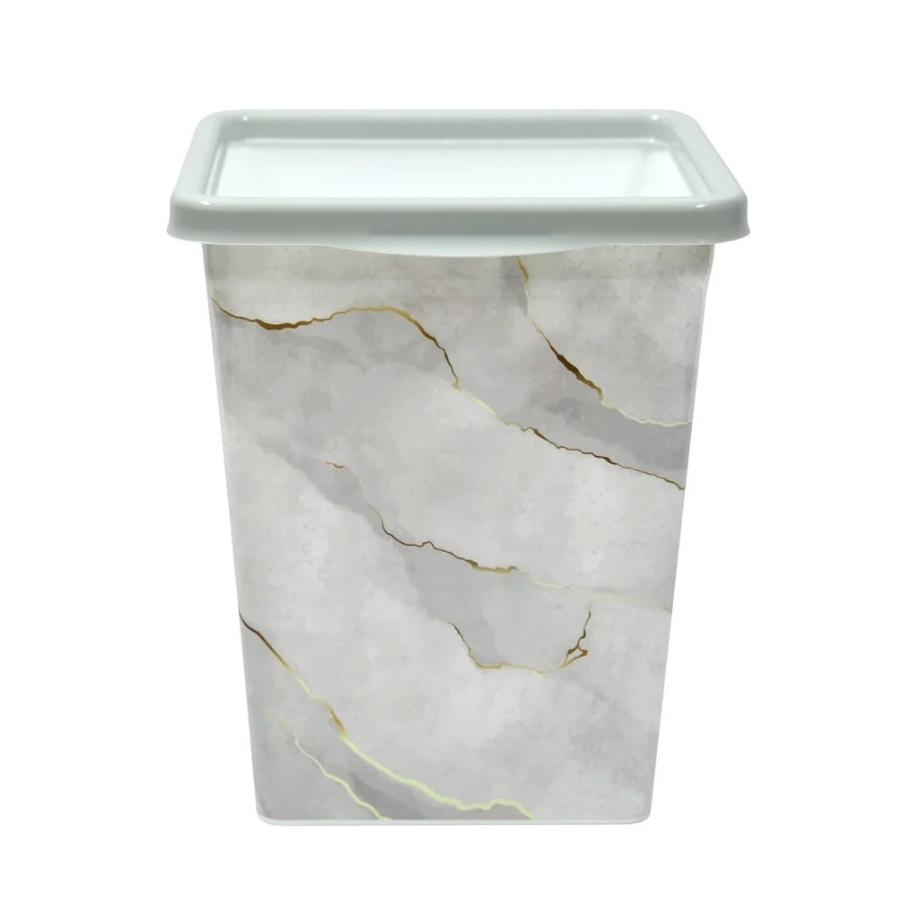 Ведро для мусора Violet с фиксатором, квадратное Белый Мрамор, 8.5 л, 812236