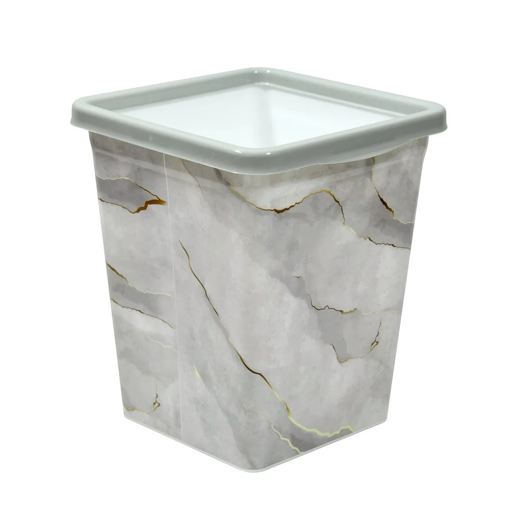 Ведро для мусора Violet с фиксатором, квадратное Белый Мрамор, 8.5 л, 812236