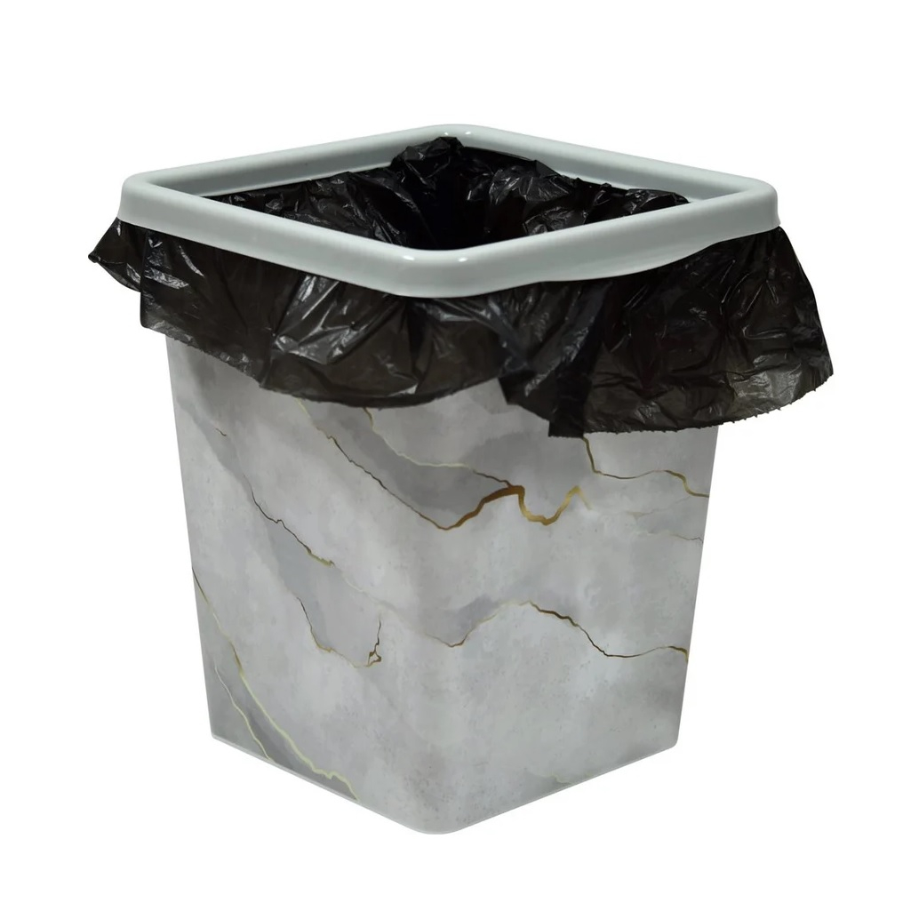 Ведро для мусора Violet с фиксатором, квадратное Белый Мрамор, 8.5 л, 812236