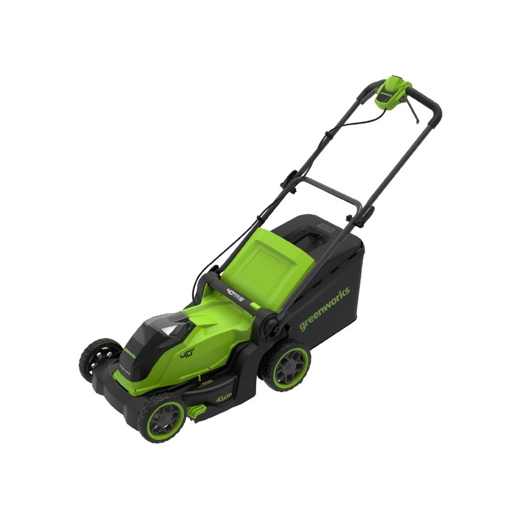 Газонокосилка аккумуляторная Greenworks GD40LM411, травосборник 45 л, АКБ 5 A•ч, зарядное устройство