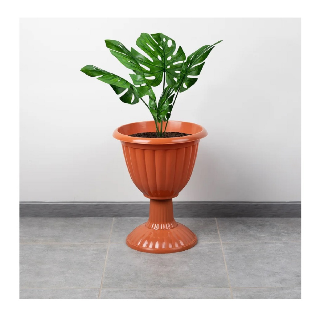 Вазон для цветов Альтернатива Жасмин, на высокой ножке, 12 л, диаметр 370 мм, коричневый, М1556