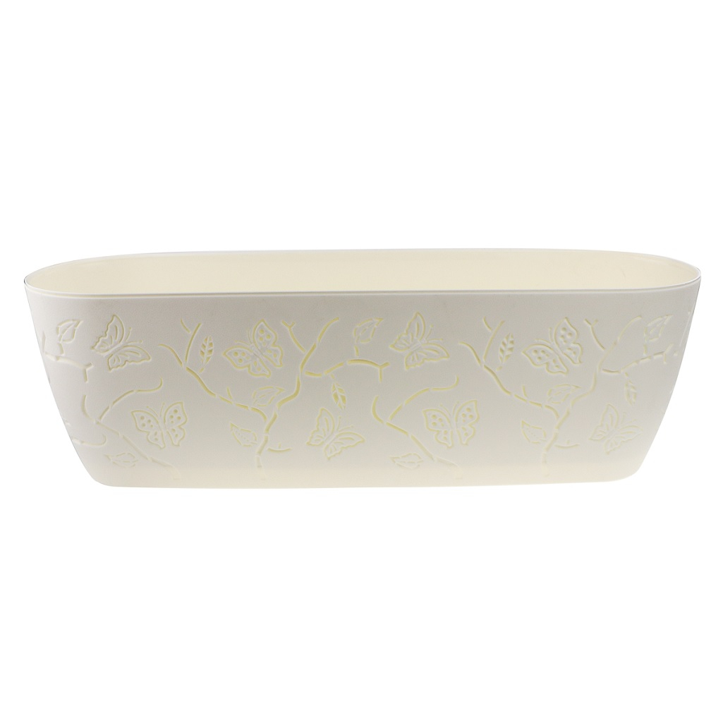 Горшок для цветов Plast Team Butterflies PT401610048, молочный туман, объем 7.3 л, диаметр 150 мм, полипропилен