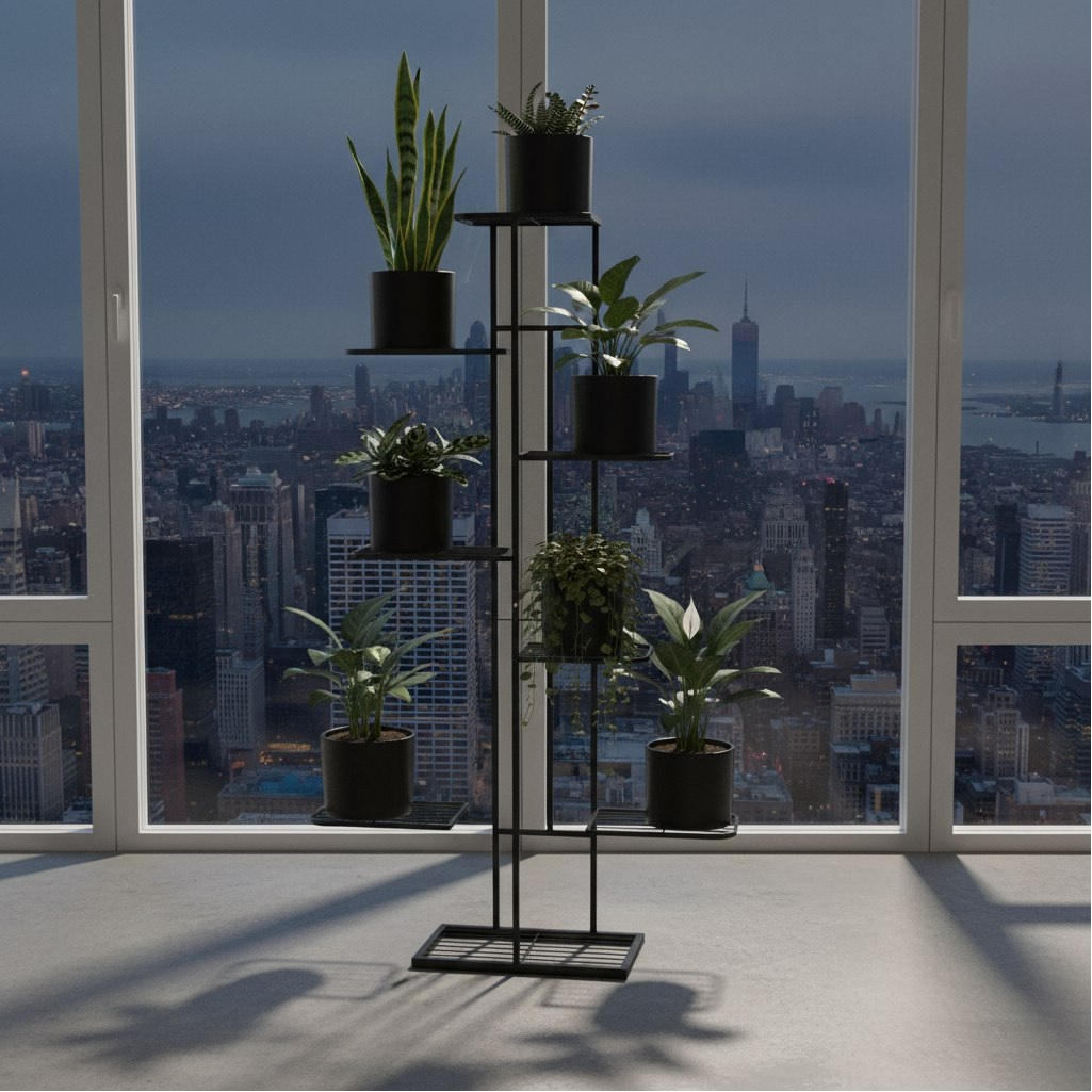 Подставка для цветов Greengo 10747749, 8 полок, напольная, металл, чёрная, 22х43х141 см