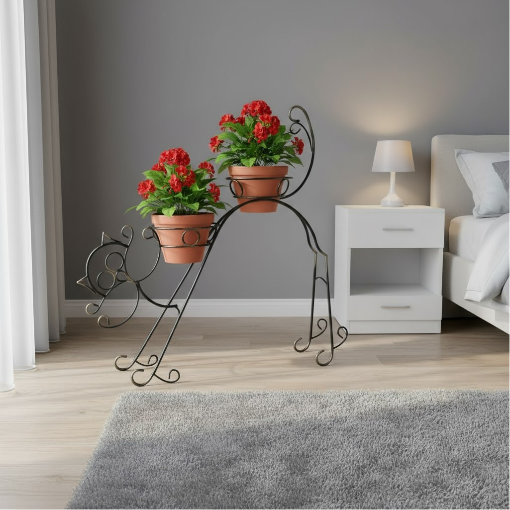 Подставка для цветочных горшков Simaland Сказка Кот 1525051, d 16 см, черный