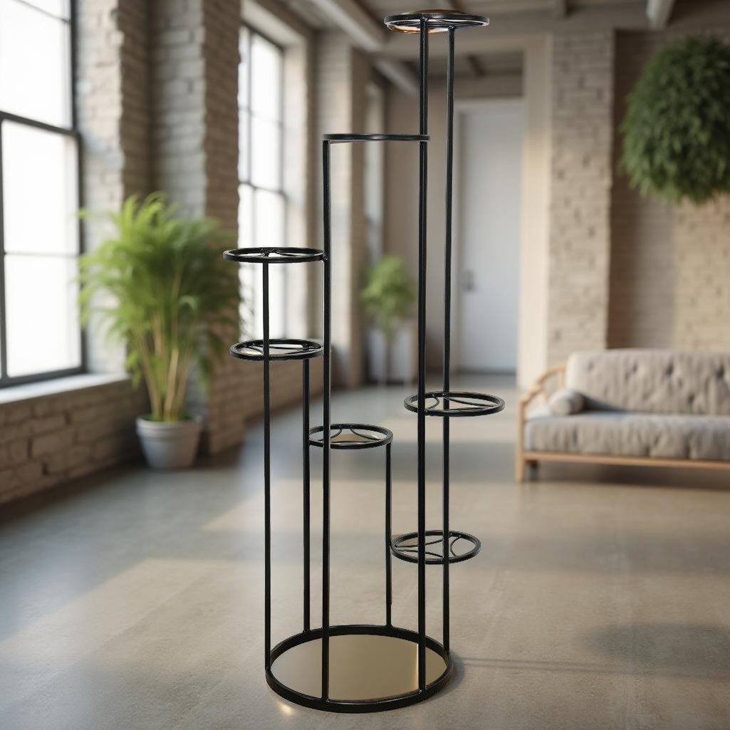 Подставка для цветов Лофт Каскад 7, 233469, 7 полок, напольная, металл, черная