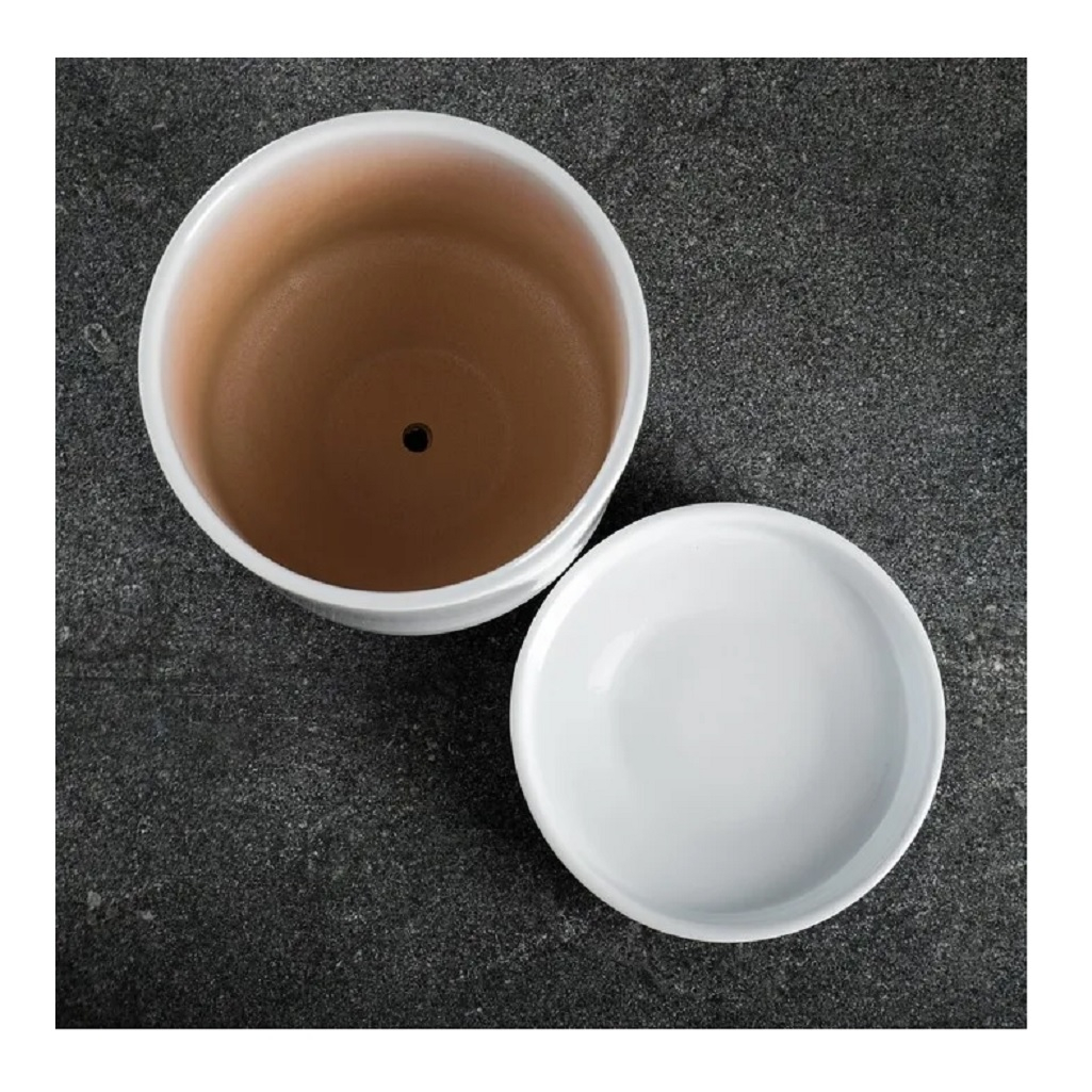 Горшок для цветов Афродита 7442051, керамический, с поддоном, 1.7 л, белый