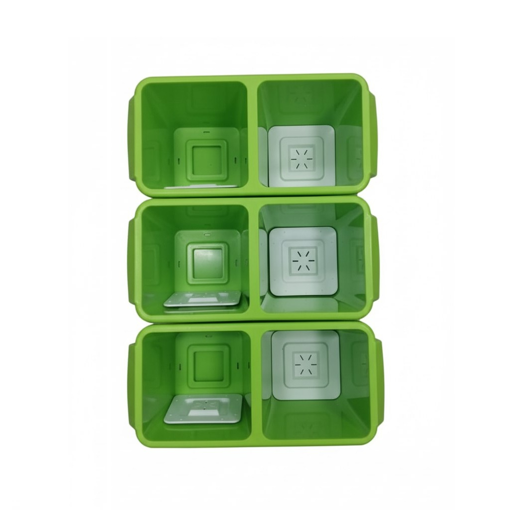 Набор для рассады 6 горшочков, зеленый, объем 0.6 л + поддон