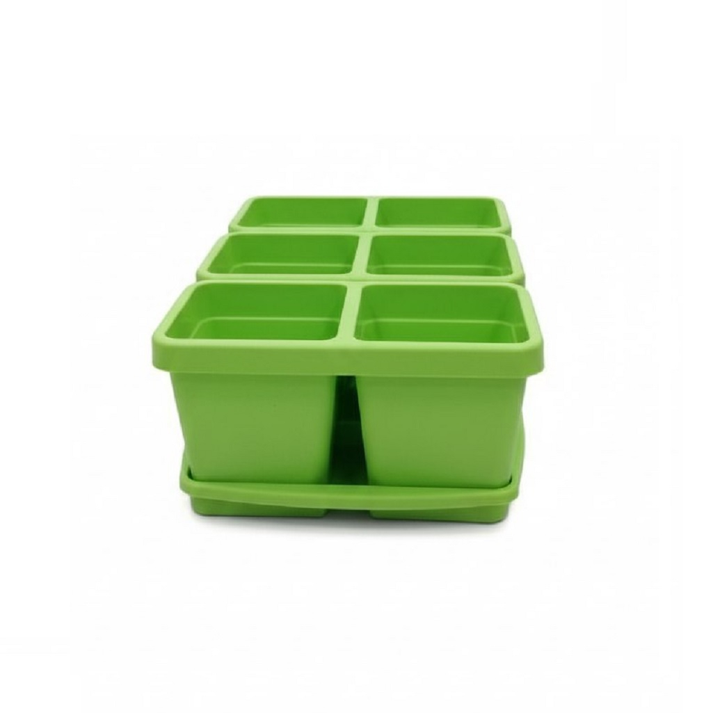 Набор для рассады 6 горшочков, зеленый, объем 0.6 л + поддон