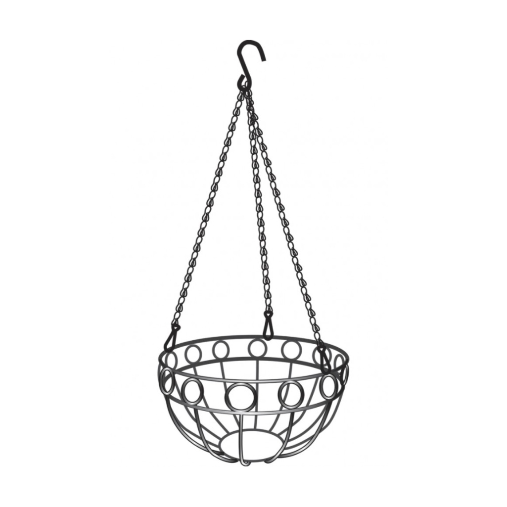 Кашпо подвесное Palisad 69015, металл, черное, диаметр 26 см
