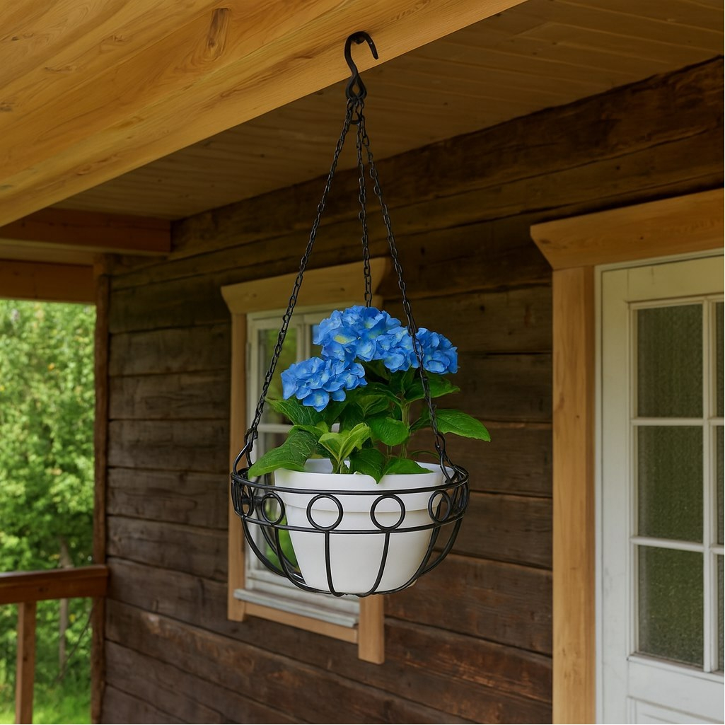 Кашпо подвесное Palisad 69015, металл, черное, диаметр 26 см