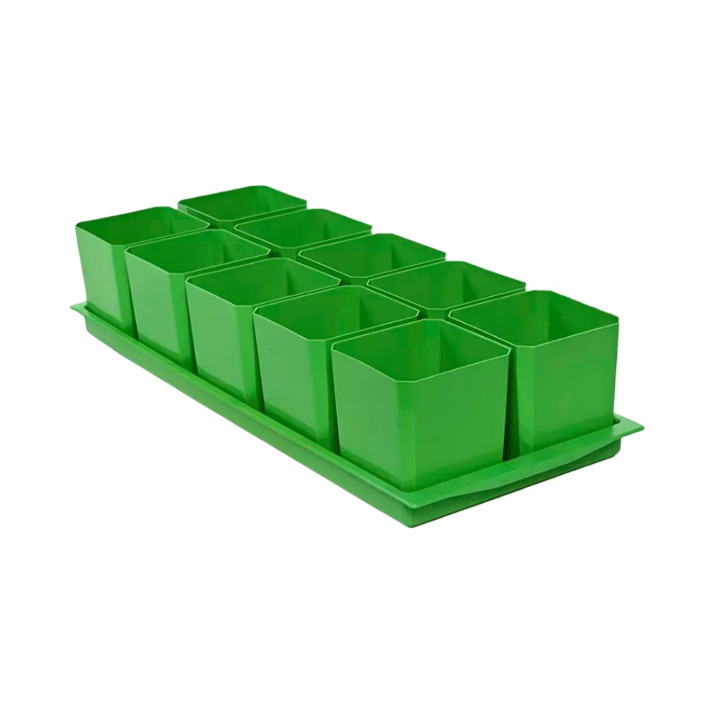 Набор для рассады, 10 горшочков с выдвижным дном, объем 750 мл, на поддоне, цвет в ассортименте