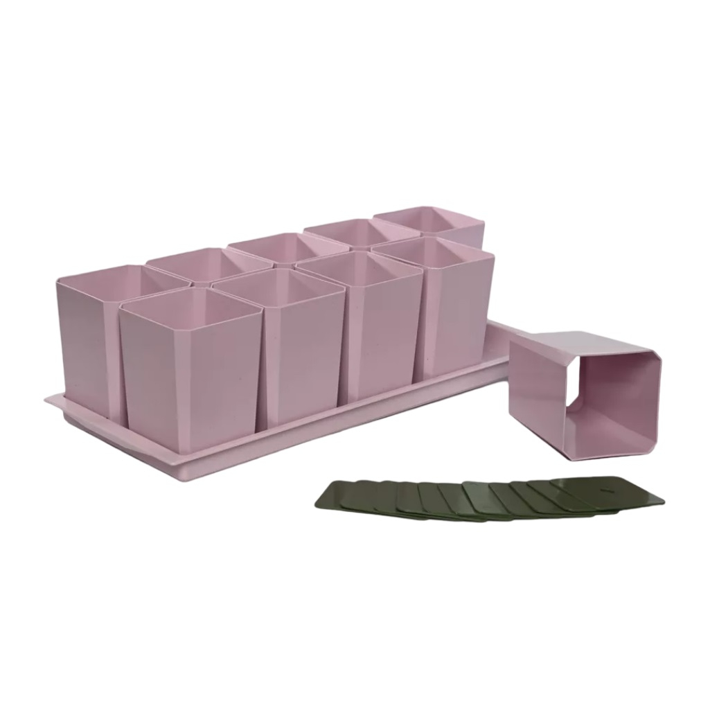 Набор для рассады, 10 горшочков с выдвижным дном, объем 750 мл, на поддоне, цвет в ассортименте