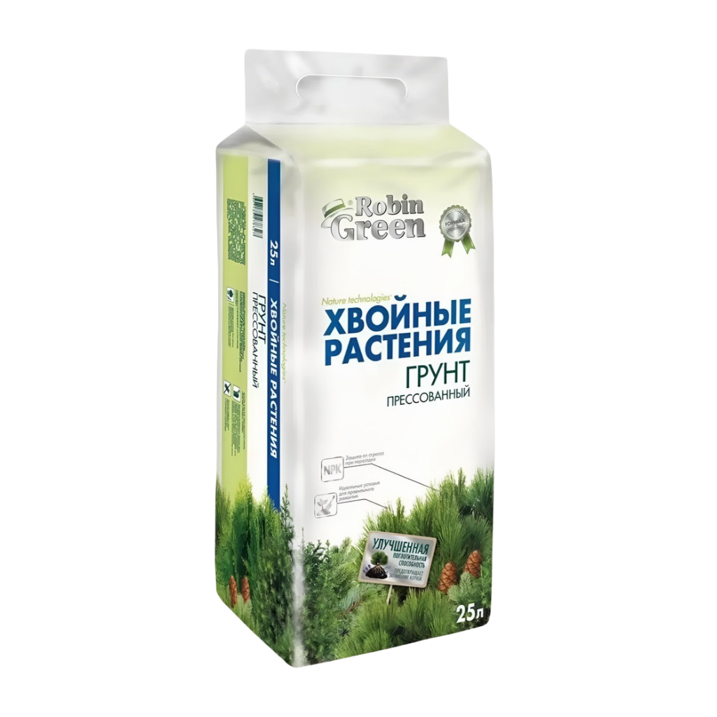 Грунт прессованный Robin Green Хвойные растения в218825 для выращивания и пересадки,  25 л 