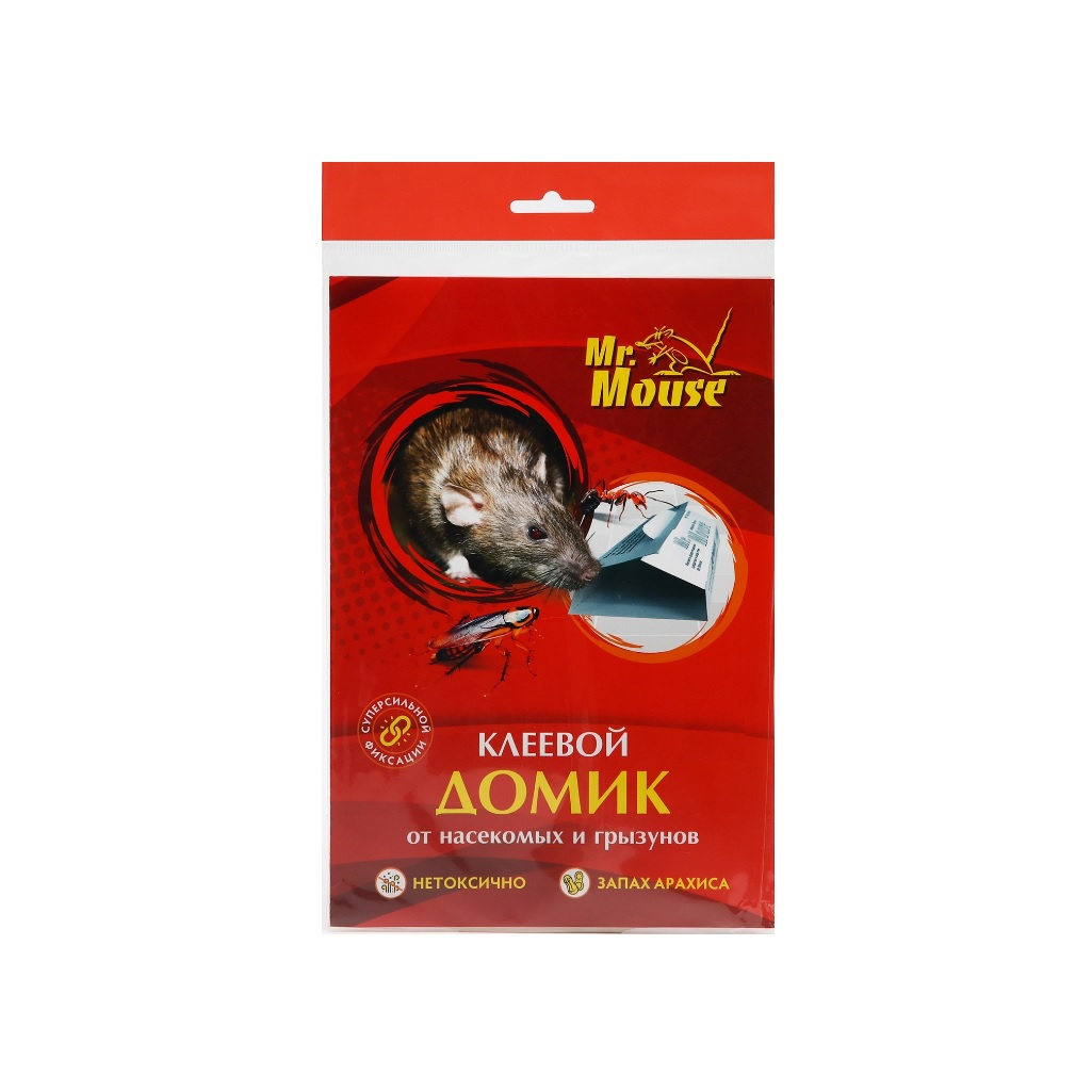 Инсекто-родентицидное средство Mr.Mouse, Клеевой Домик от насекомых и грызунов, запах арахиса, 15 г 