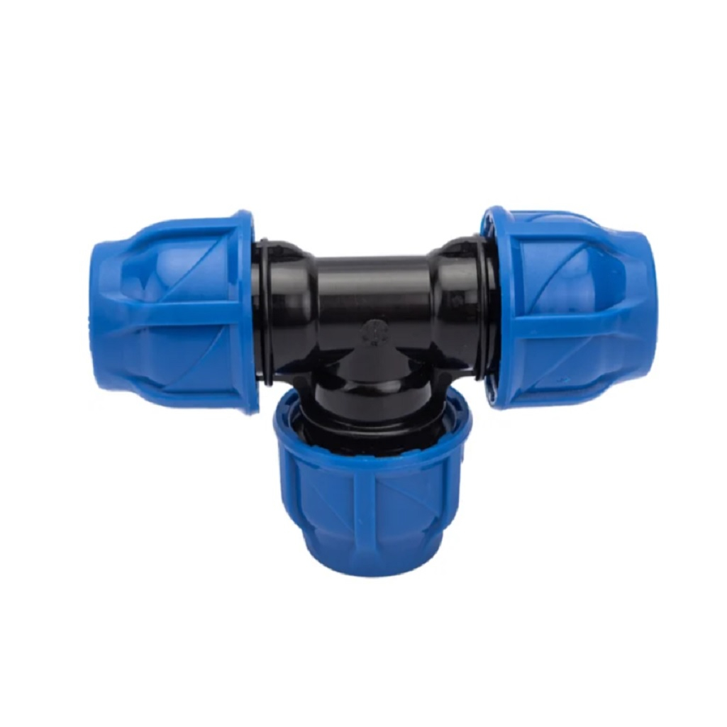 Тройник компрессионный ПНД, соединительный, 16 бар, 20х20х20 мм, черный