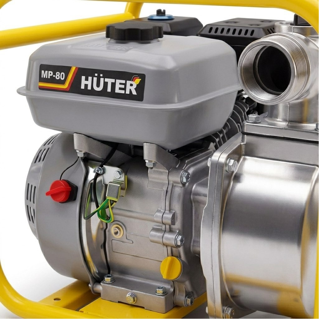 Мотопомпа Huter МР-80 Grey, 70/11/21, бензиновый двигатель, для чистой и слабозагрязненной воды, 5149 Вт