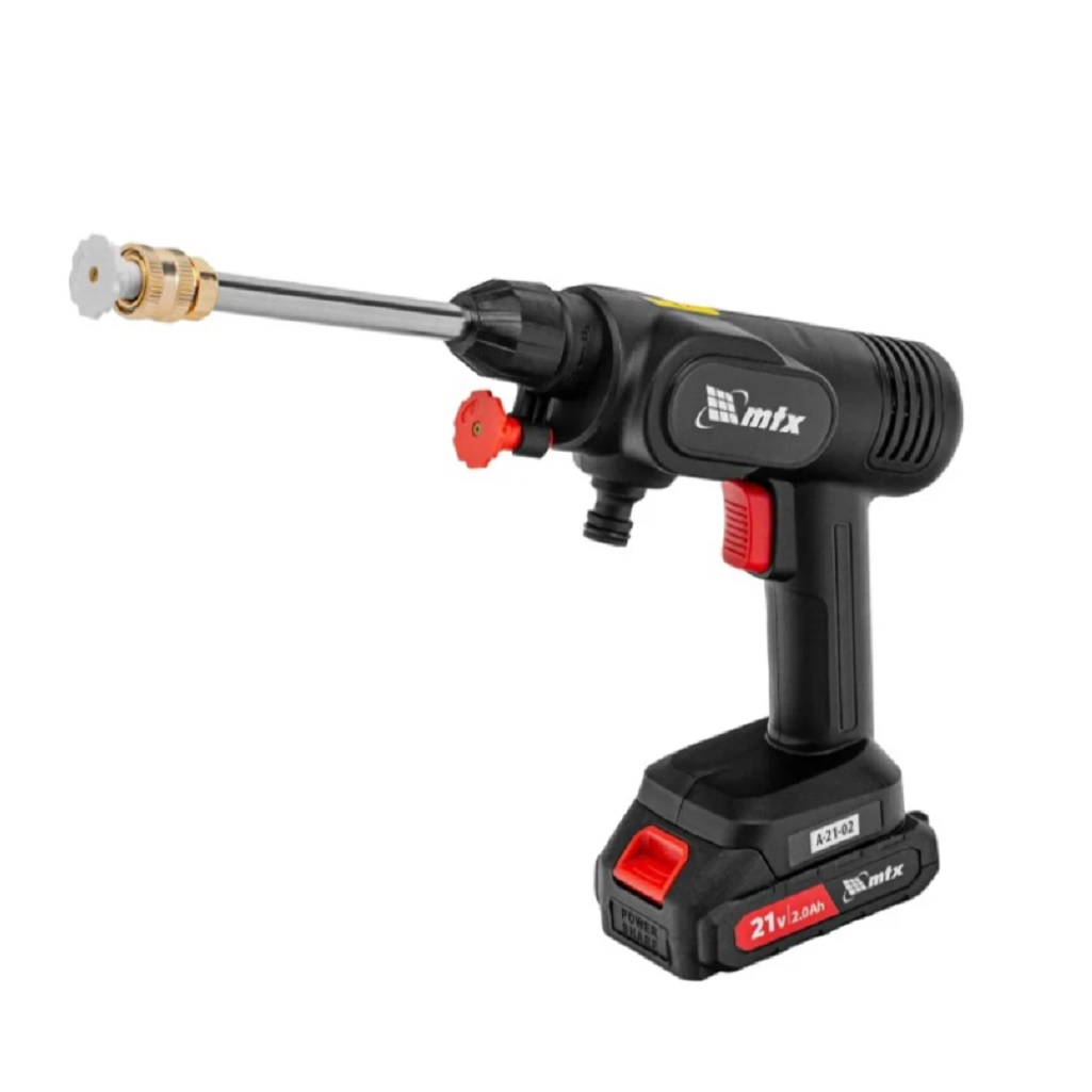 Мойка высокого давления MTX A-21-02, 58211, аккумуляторная, 21В, 2 акк.+з.у, 40 бар, 4 л/мин 