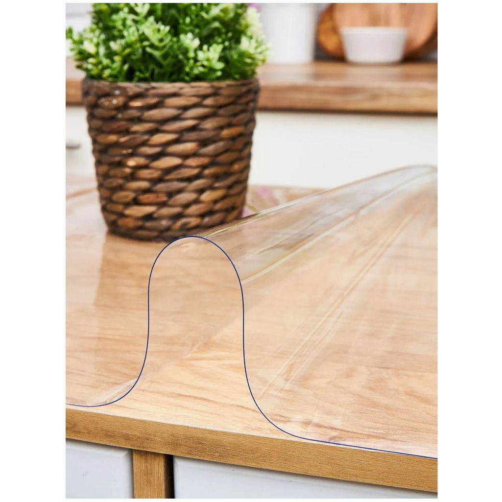 Клеенка столовая Силикон, ПВХ покрытие, прозрачная, ширина 1400 мм, толщина 0.2 мм