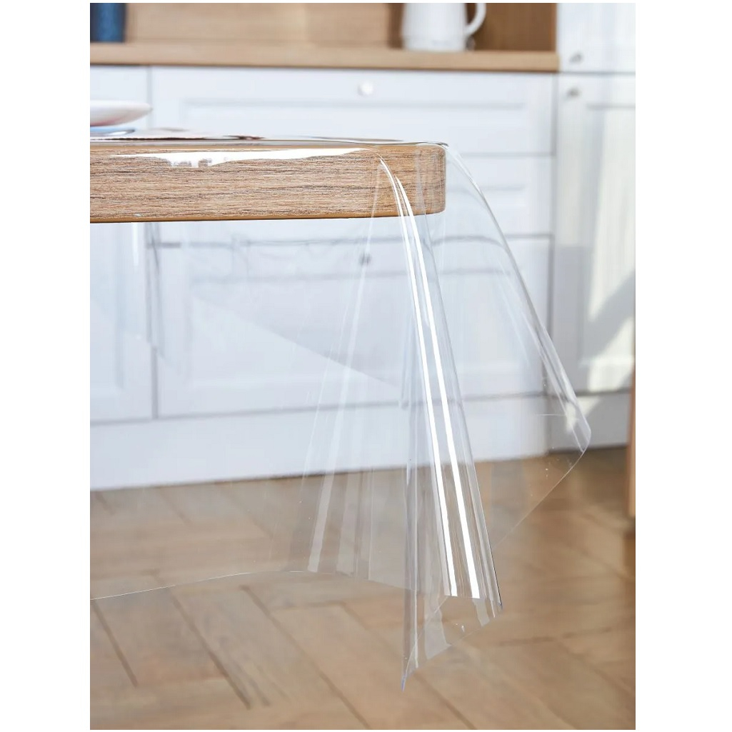 Клеенка столовая Силикон, прозрачная, ширина 1400 мм, толщина 0.2 мм