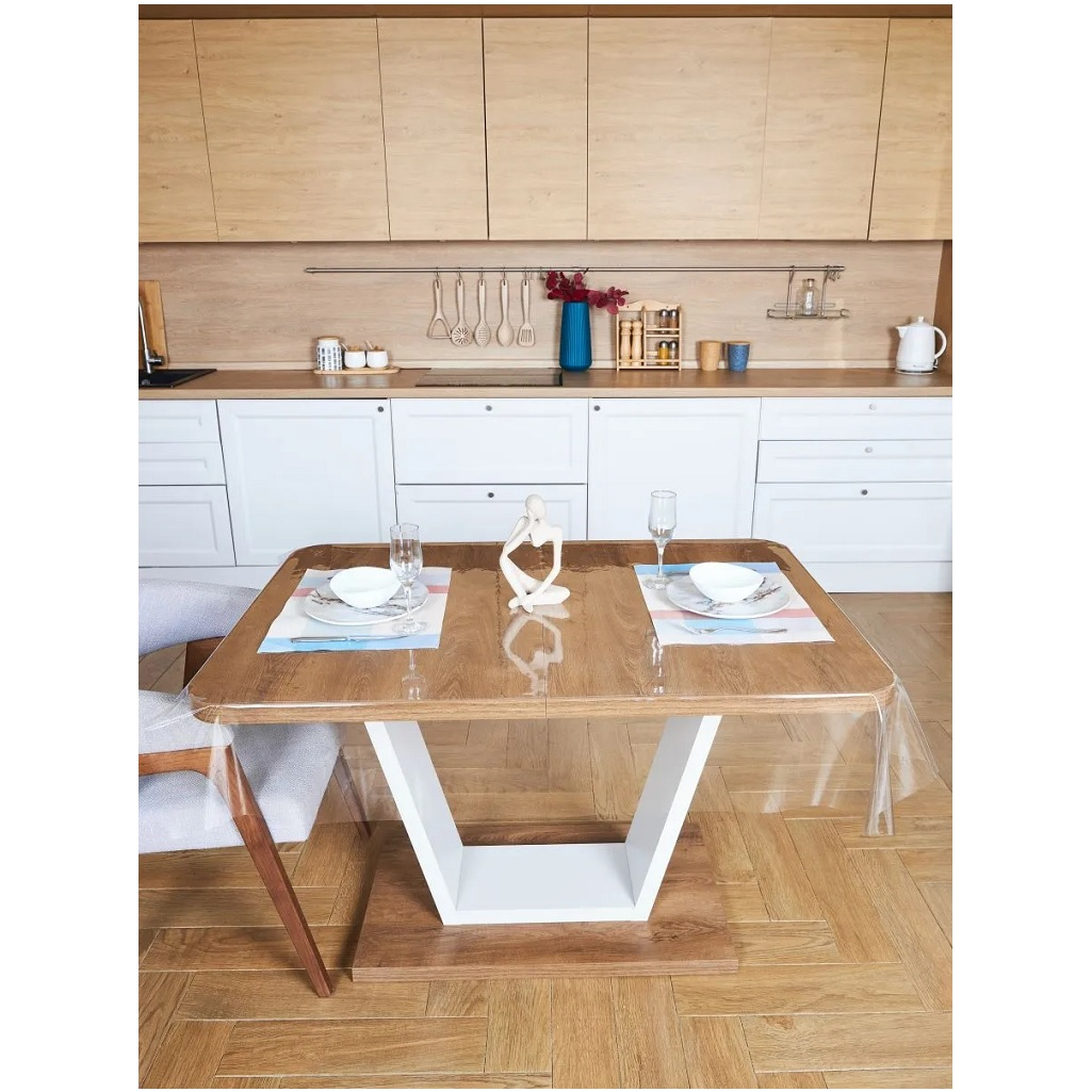 Клеенка столовая Силикон, прозрачная, ширина 1400 мм, толщина 0.2 мм