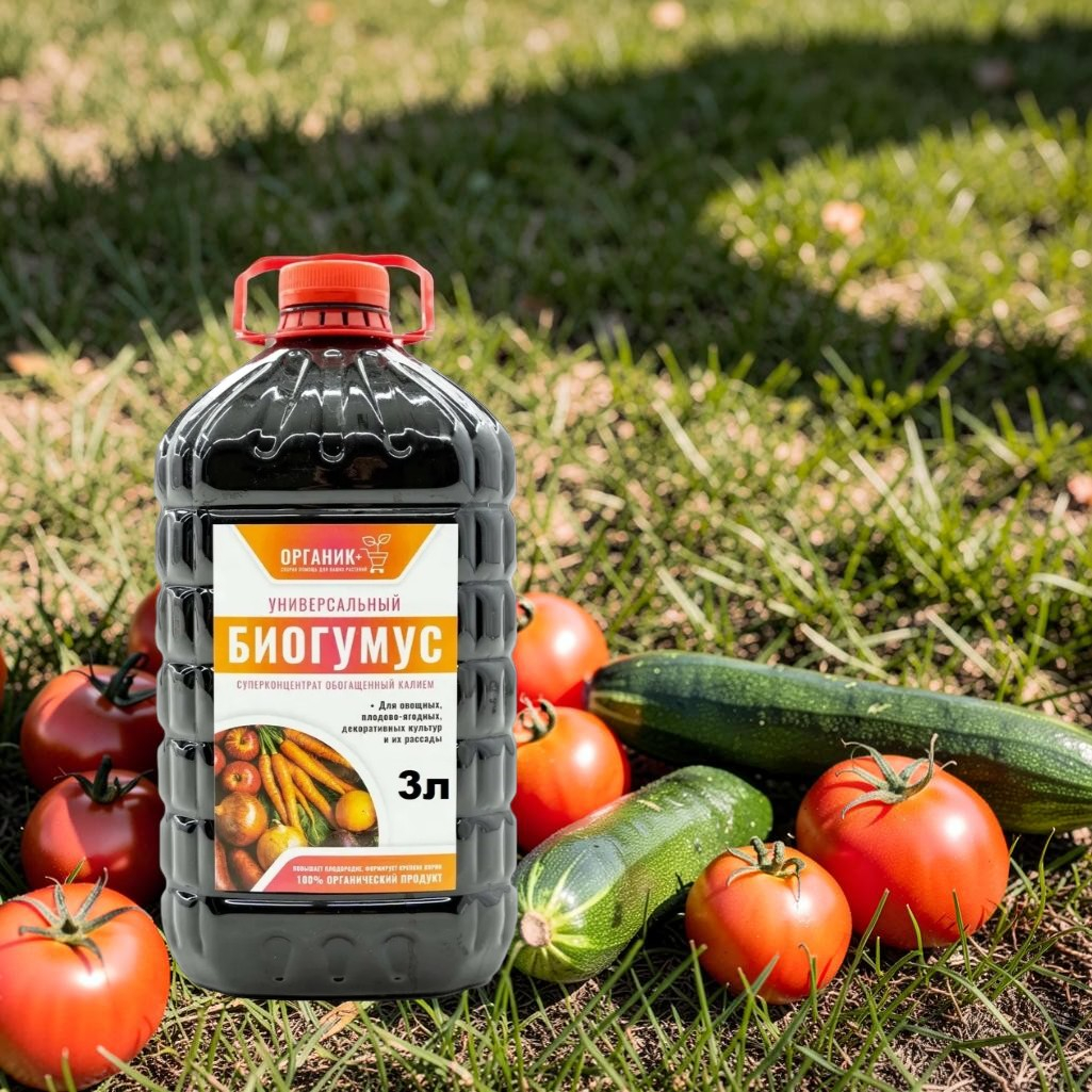 Удобрение Органик+ Биогумус суперконцентрат для овощных, плодово-ягодных, декоративных культур и рассады, 3 л