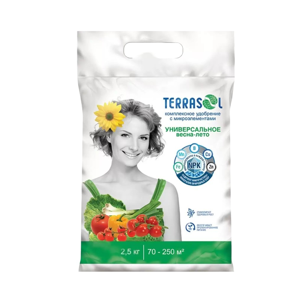 Удобрение TerraSol Весна-лето универсальное, комплексное с микроэлементами, 2.5 кг