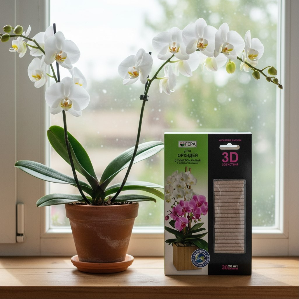 Удобрение Гера для орхидей, 3D+, палочки с гуматом калия и микроэлементами, 20 штук, 30 г