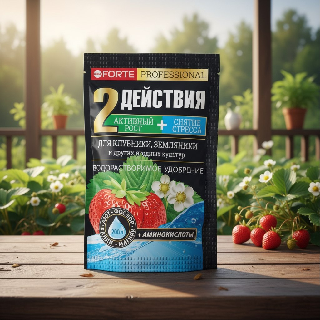 Удобрение Bona Forte водорастворимое с аминокислотами для клубники и земляники, 100 г