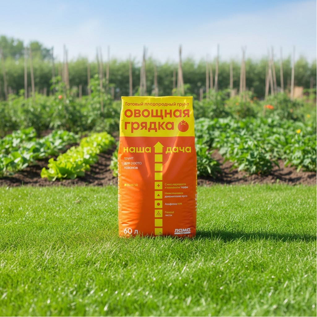 Грунт плодородный Лама Торф Наша Дача Овощная грядка, для роста газонов, 60 л