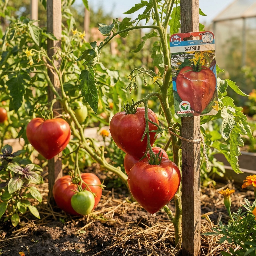 Томат Батяня Сибирский Cад, ранний, крупноплодный, в кисти до 6 плодов