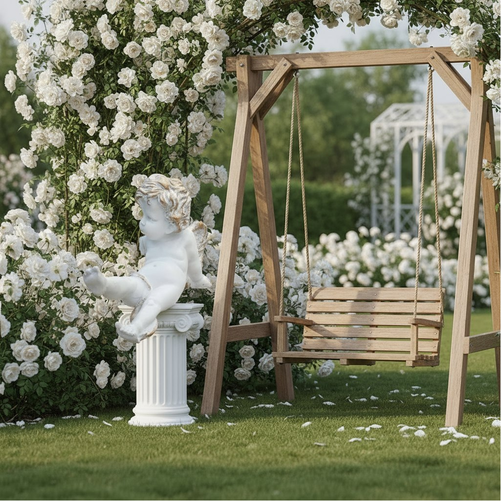 Фигура Ангел лежит FG-131363, бетон, для украшения дачной территории