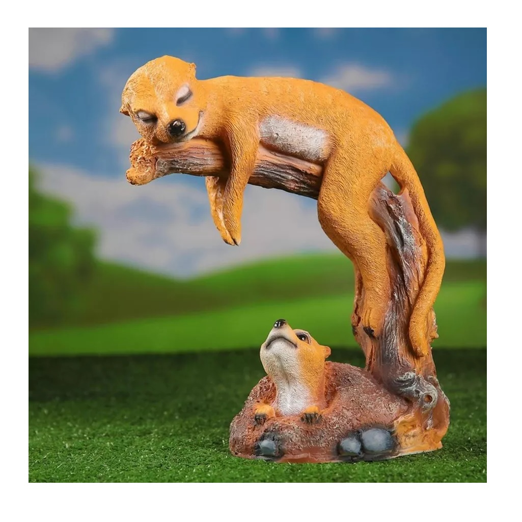 Фигура садовая Сурикат на ветке FG-12202, высота 340 мм, напольная, полистоун