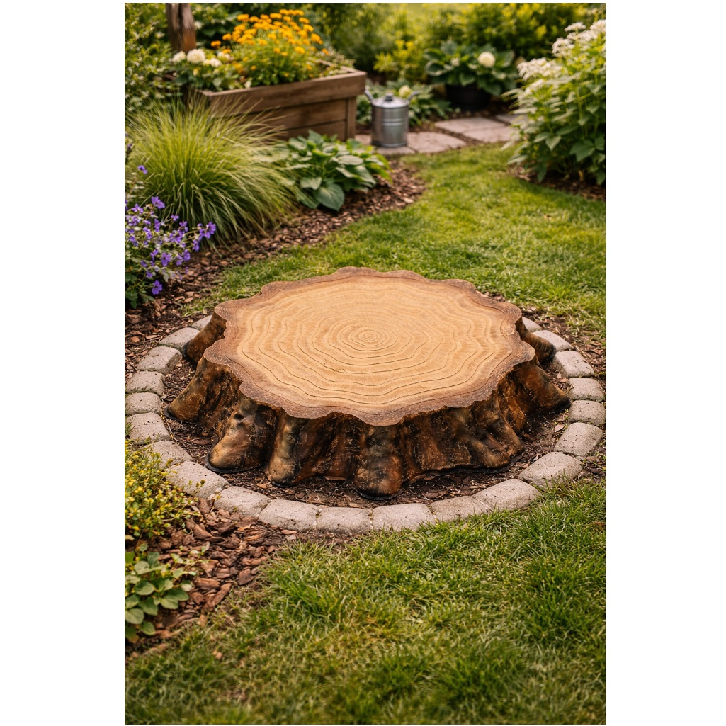 Крышка на люк Пень лесной FG-12235, полистоун, средняя, коричневая