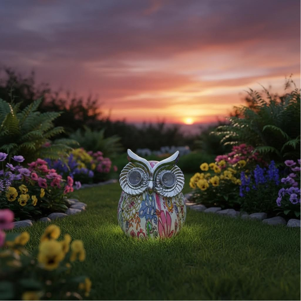 Светильник садовый Эра Сова ERAFYS01-03, на солнечной батарее, полистоун, мультиколор, 15 см