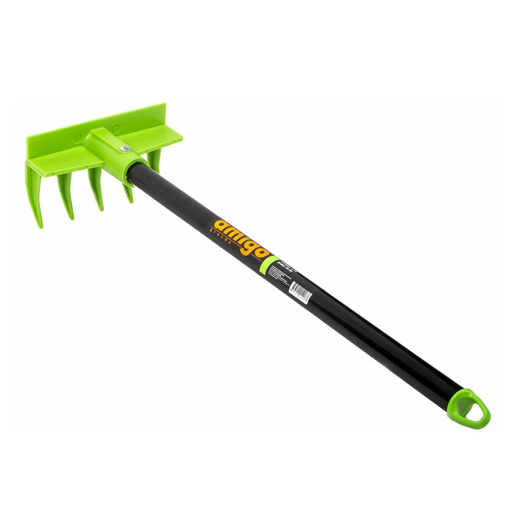 Грабли Amigo 77160, с черенком, мини, пластиковые, 5 зубьев, 16х55 см