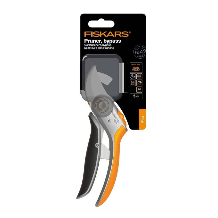 Секатор плоскостной Fiskars Plus PowerLever P751, толщина реза 24 мм