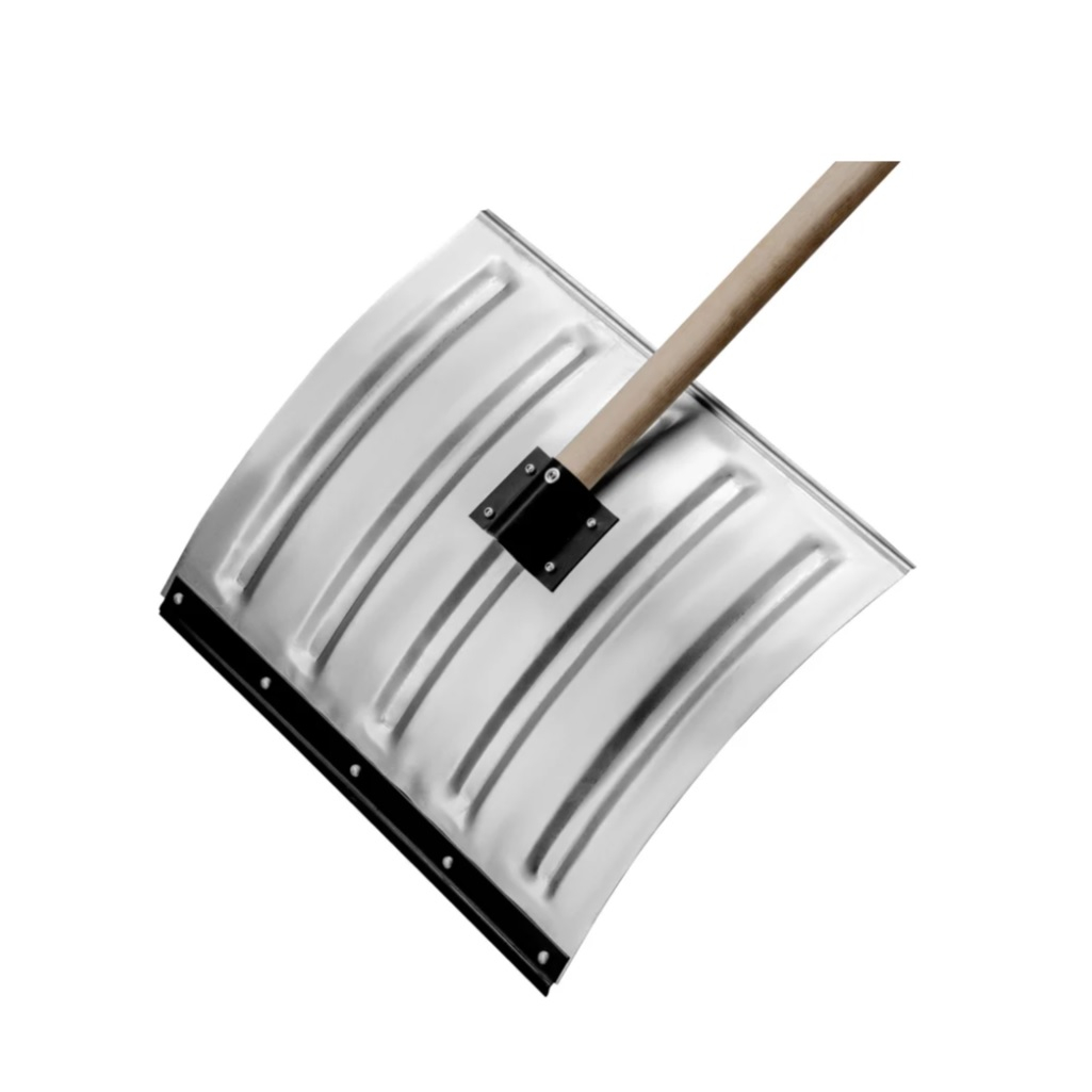 Лопата для снега Сибртех 61680, оцинкованная сталь, деревянный черенок, 370х420х1370 мм