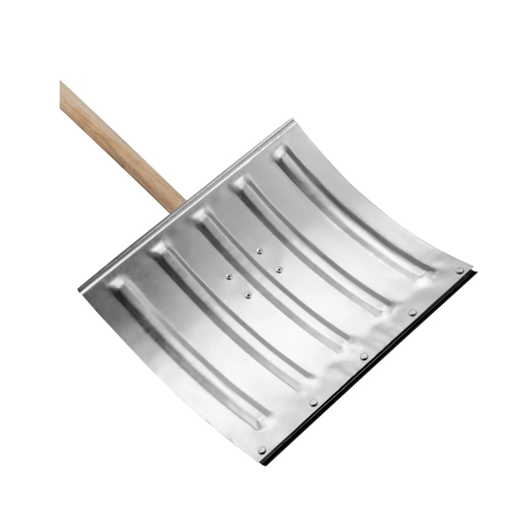 Лопата для снега Сибртех 61680, оцинкованная сталь, деревянный черенок, 370х420х1370 мм