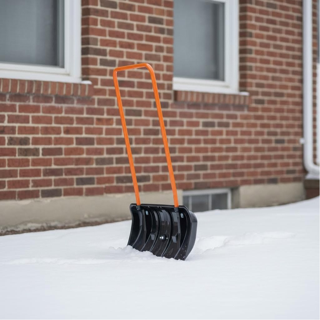 Лопата для снега Центроинструмент Бедуин ЦИ 0365, алюминиевая рукоятка, пластик, скрепер